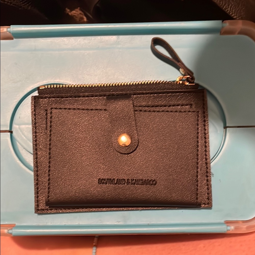 Botkier Black Leather Zip Card Wallet